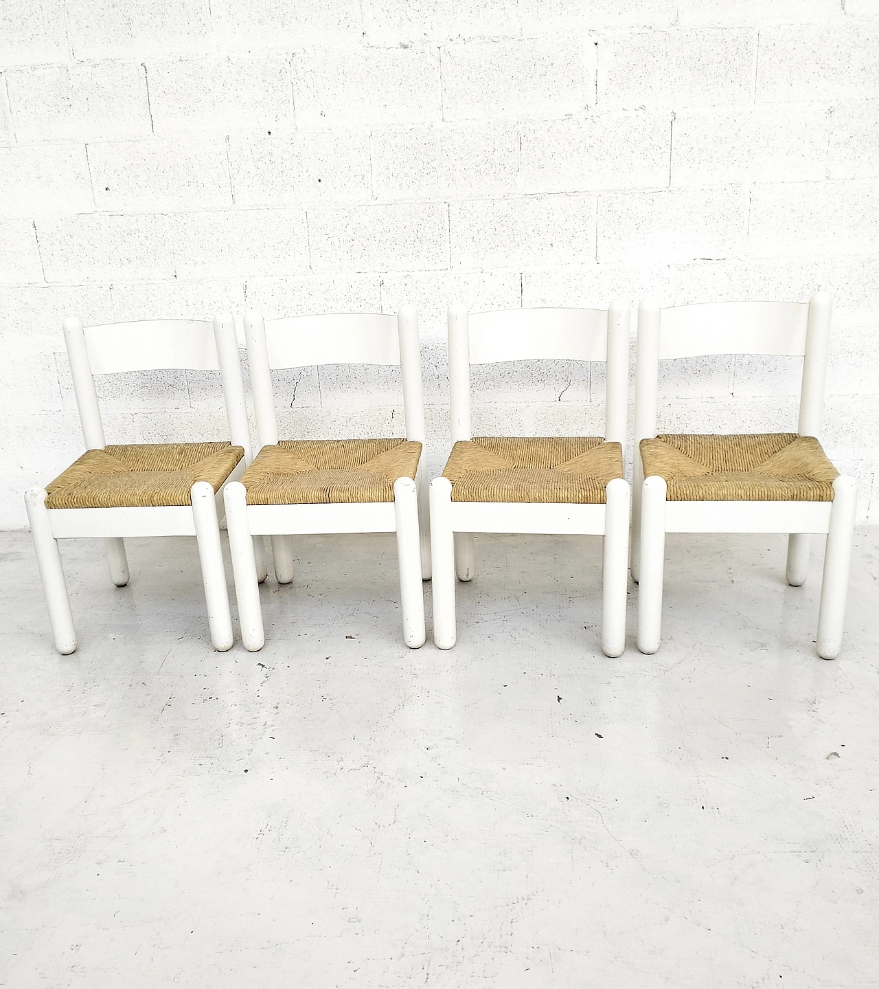 4 Chairs in white oak with woven seat, 1960s 15