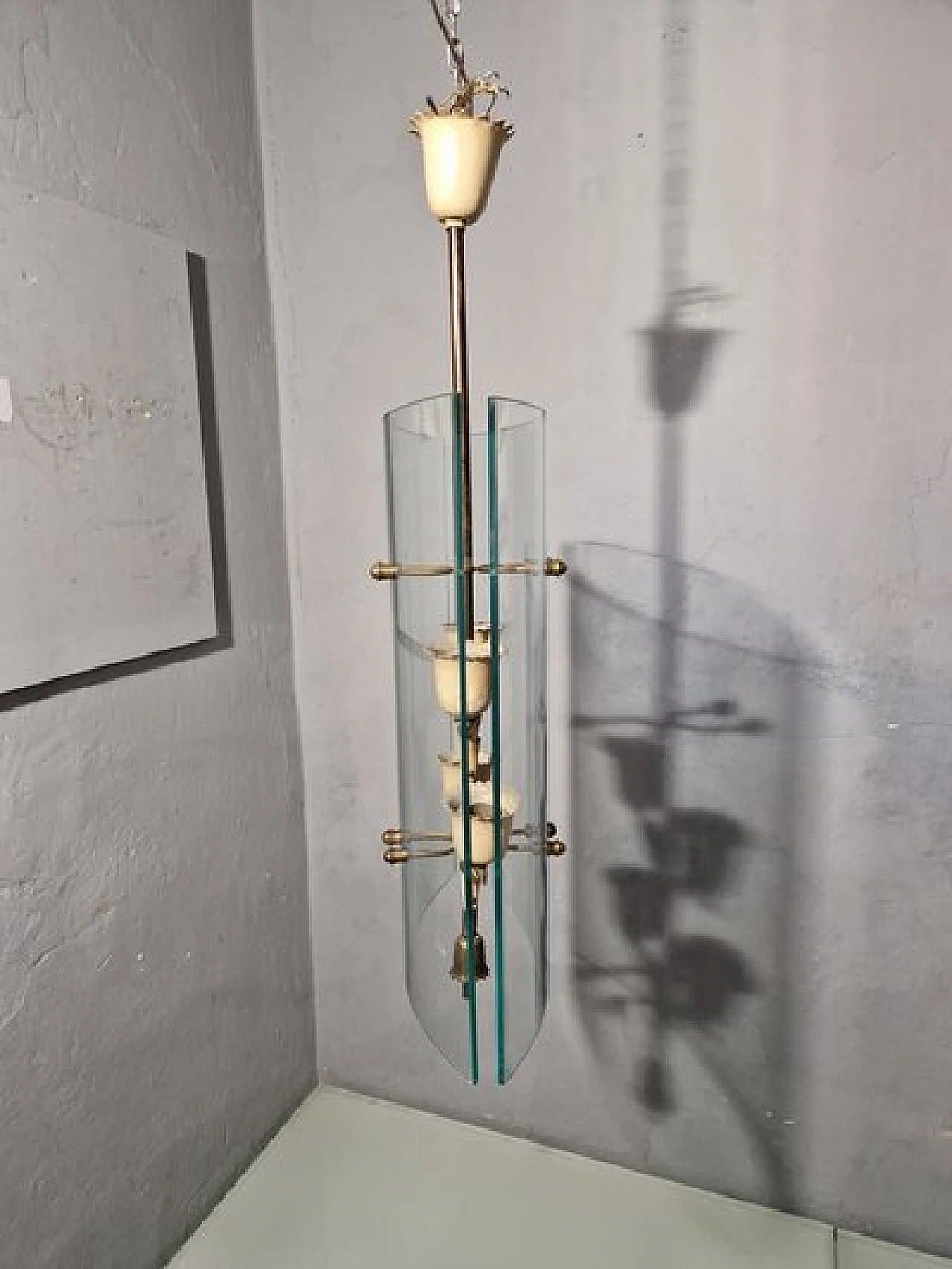 Chandelier in iron & brass by P. Chiesa for Fontana Arte, 1940s 5