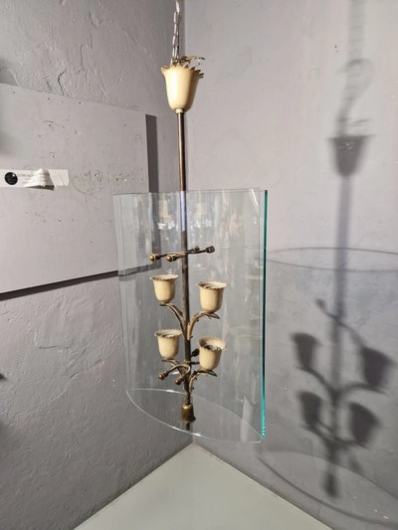 Chandelier in iron & brass by P. Chiesa for Fontana Arte, 1940s 7