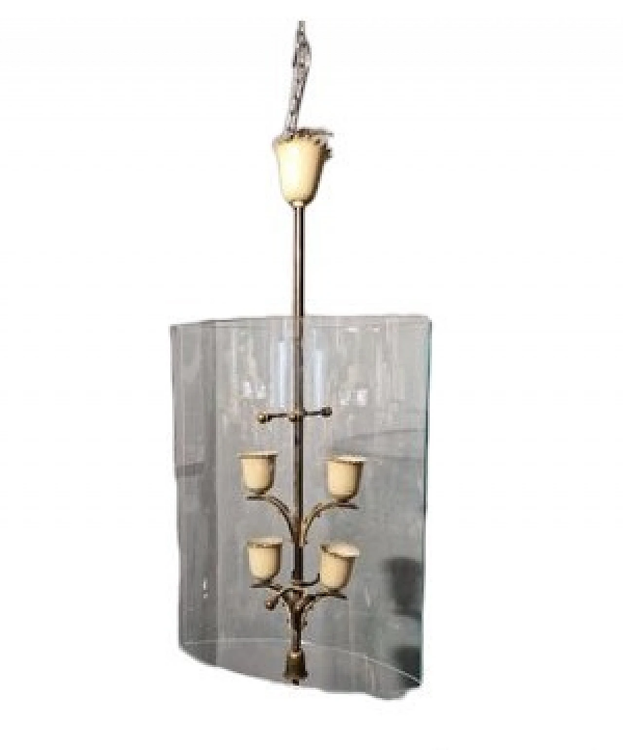 Chandelier in iron & brass by P. Chiesa for Fontana Arte, 1940s 12