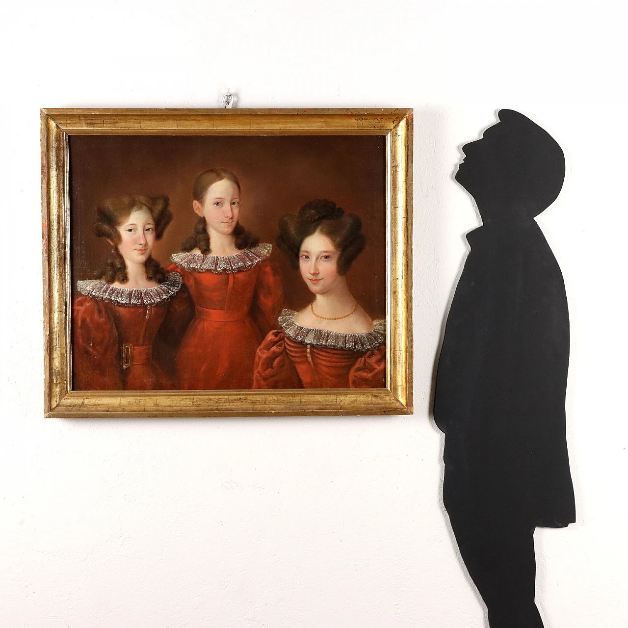 Ritratto di tre sorelle, dipinto a olio su tela, '800 3