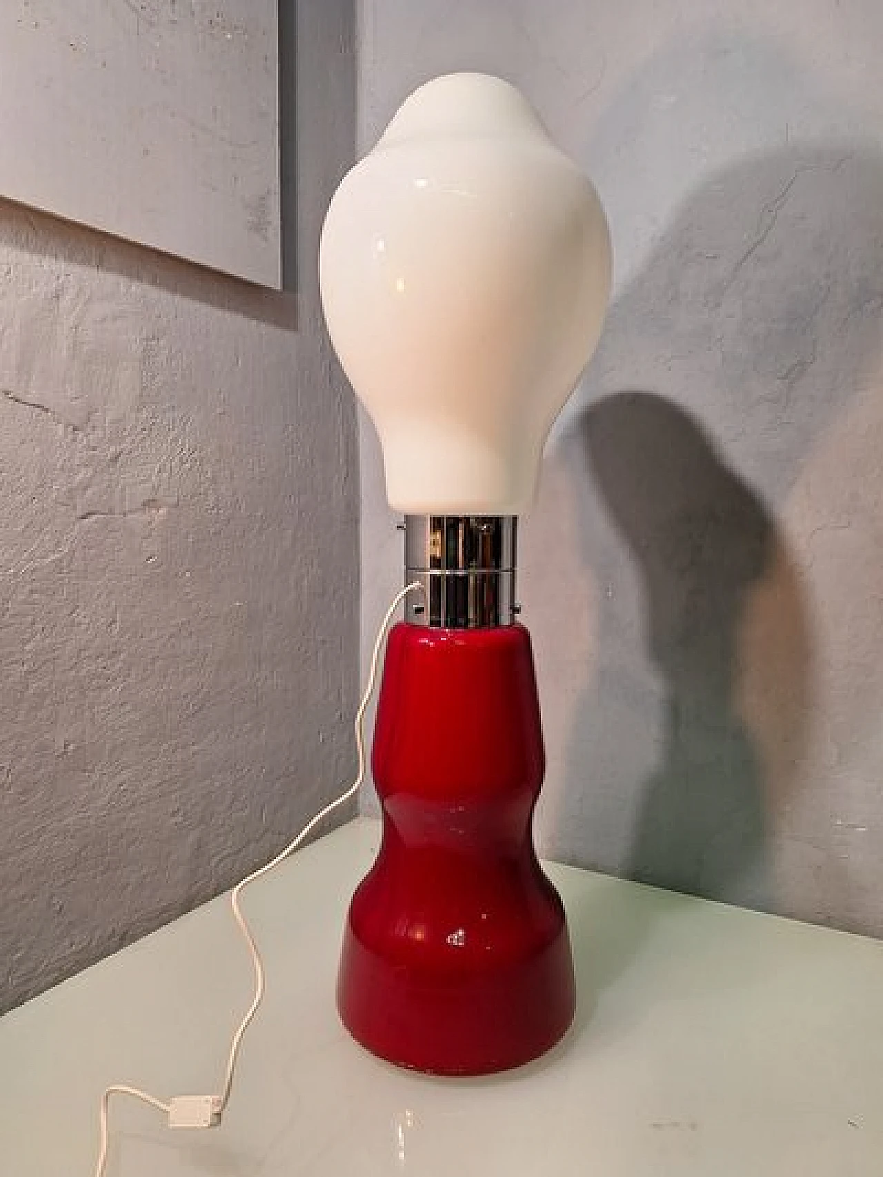 Lampada da terra Birillo rossa di Carlo Nason per Mazzega, anni '90 1