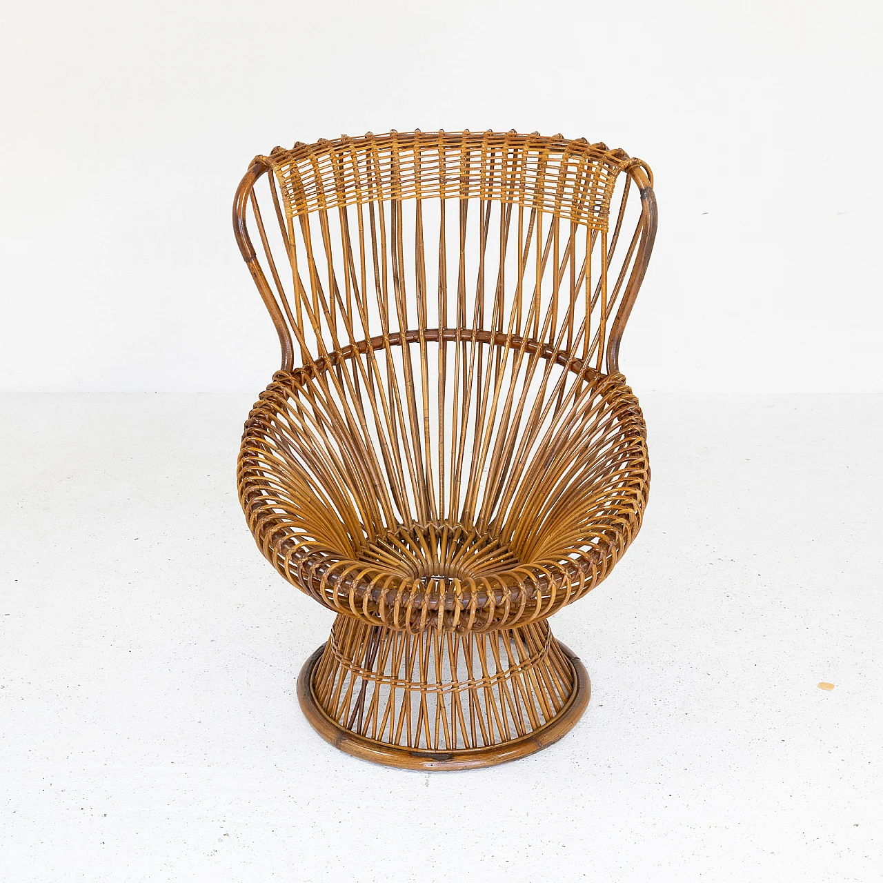 Rush and wicker Margherita armchair by Franco Albini, 1950s 3