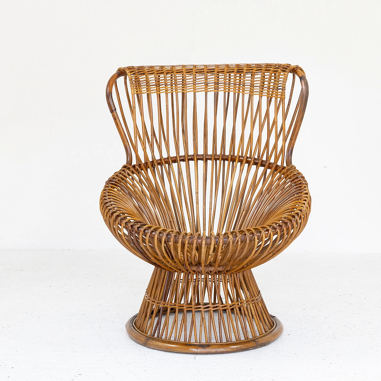 Rush and wicker Margherita armchair by Franco Albini, 1950s 4