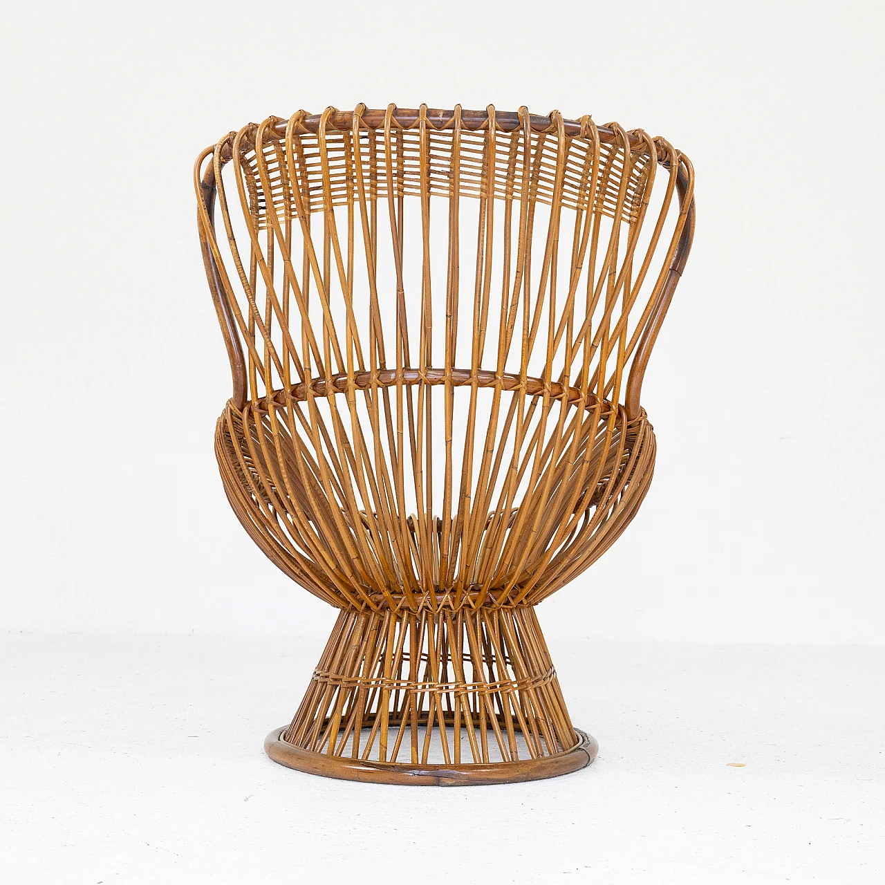 Rush and wicker Margherita armchair by Franco Albini, 1950s 8