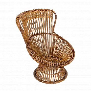 Rush and wicker Margherita armchair by Franco Albini, 1950s