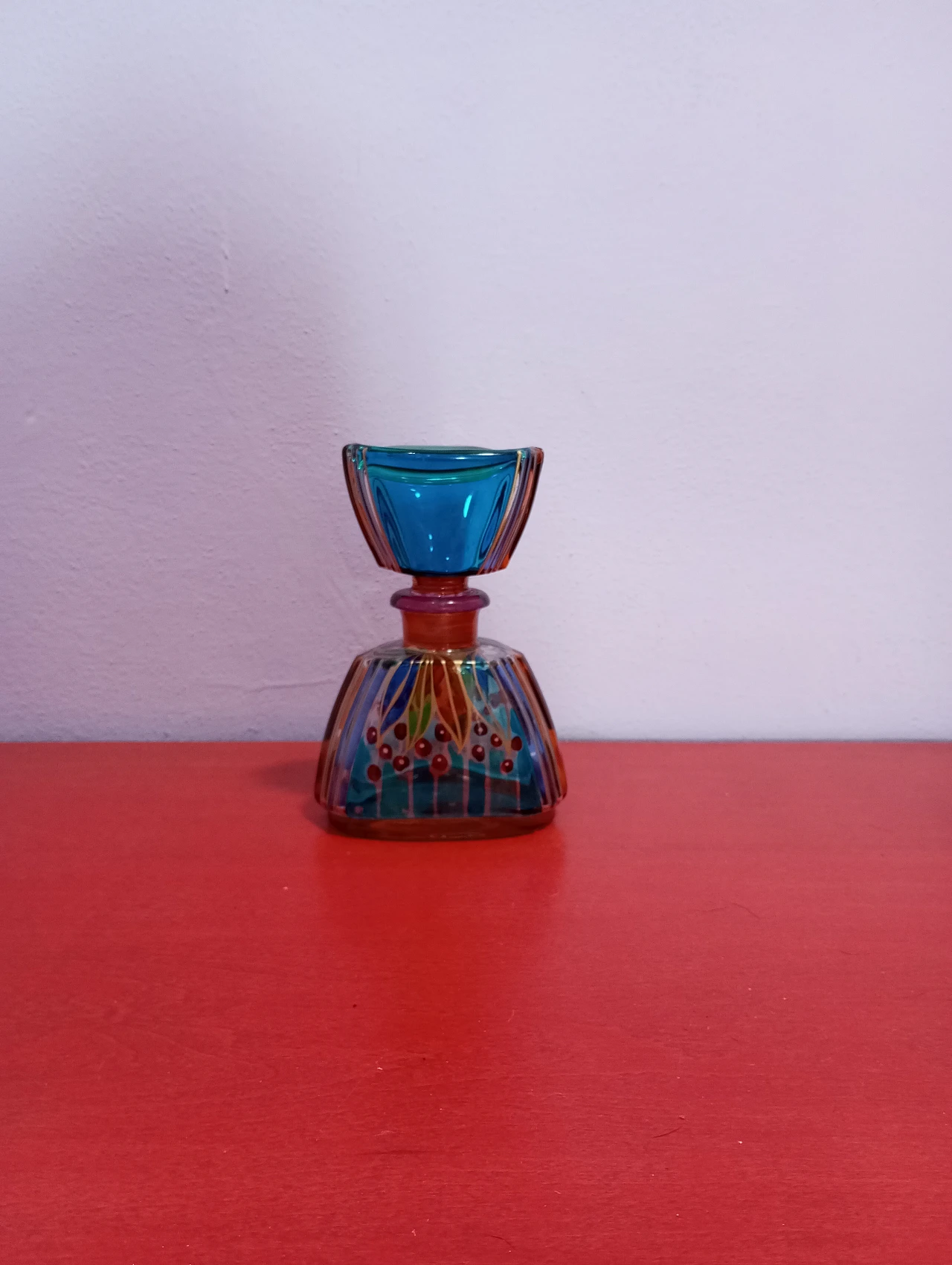 Hand-decorated glass perfume bottle, 1980s 1