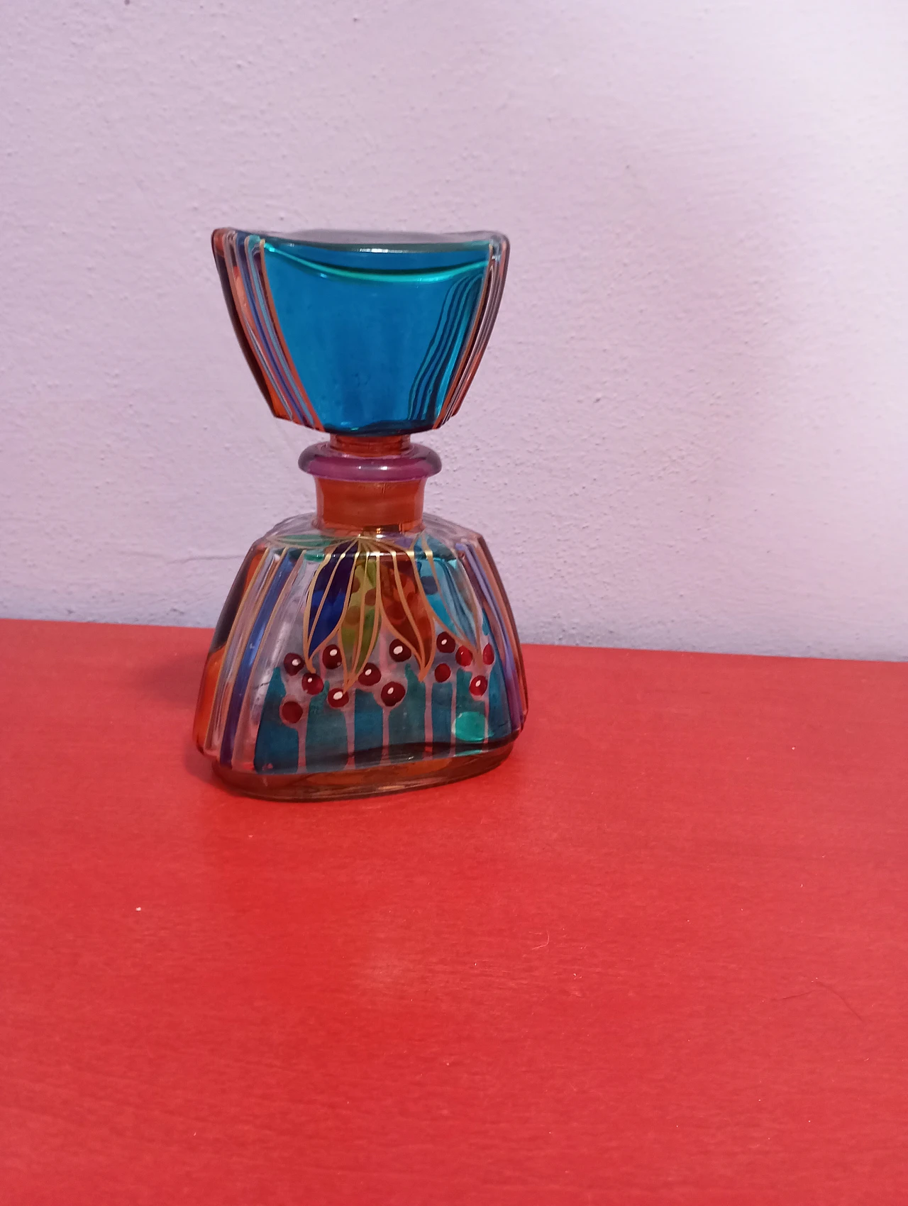 Hand-decorated glass perfume bottle, 1980s 3