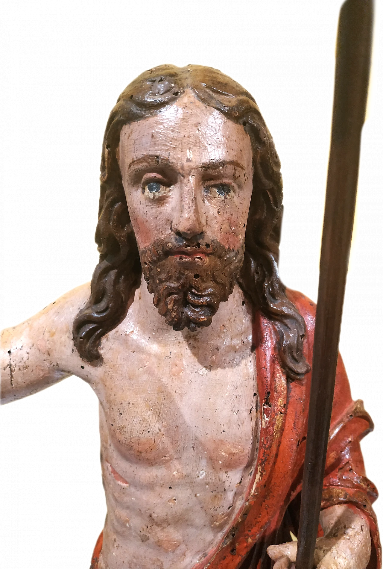 Scultura in legno policroma raffigurante Cristo risorto, '700 4