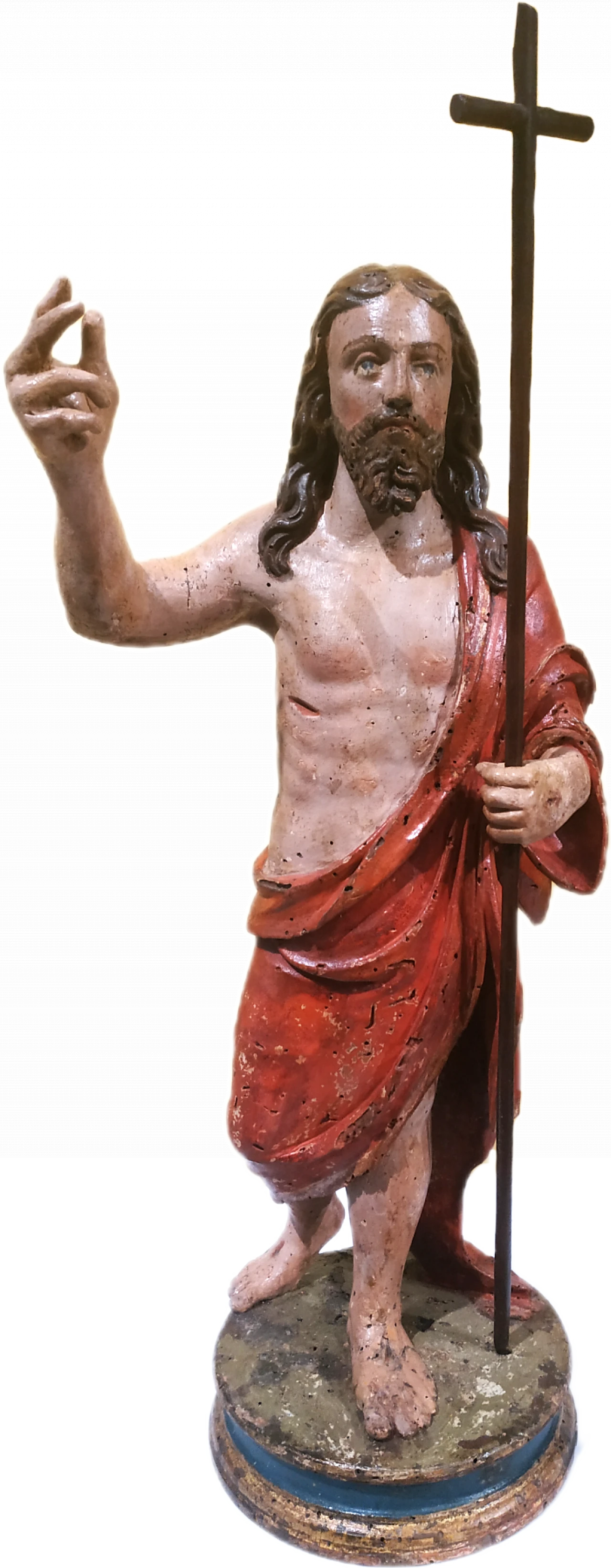 Scultura in legno policroma raffigurante Cristo risorto, '700 7