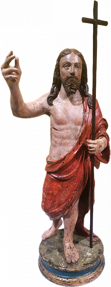 Scultura in legno policroma raffigurante Cristo risorto, '700