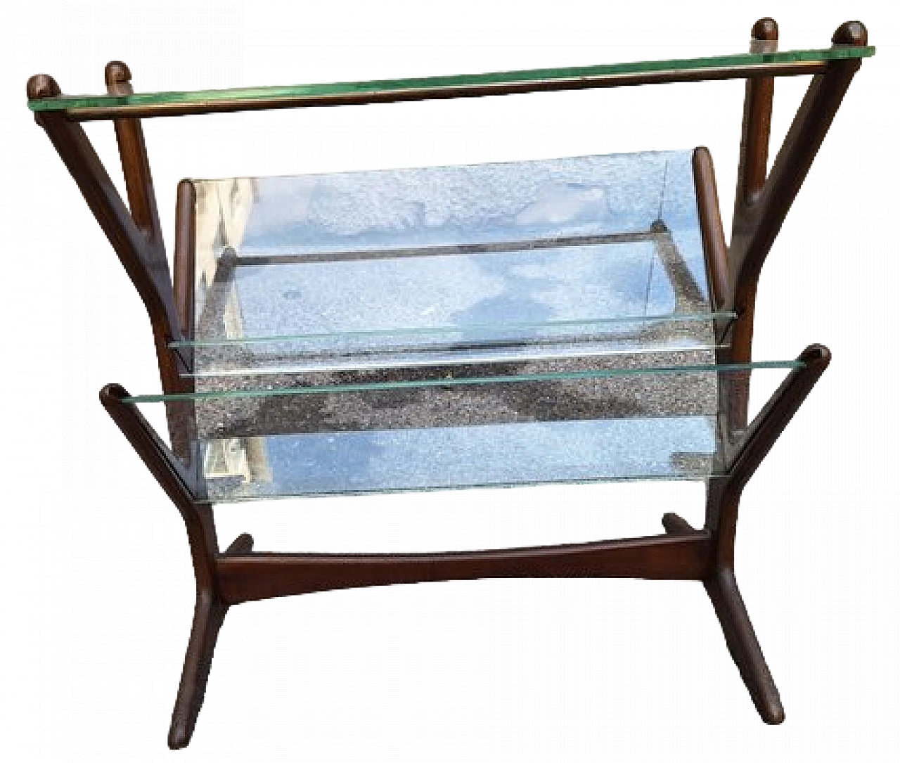 Wood and glass magazine rack by Cesare Lacca for Cassina, 1950s 4