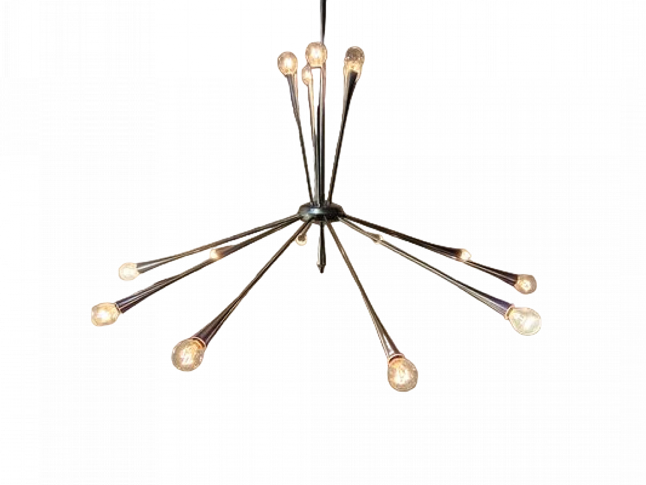 Lampadario Sputnik in ottone di Oscar Torlasco, anni '60 9