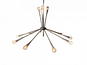 Sputnik brass chandelier by Oscar Torlasco, 1960s
