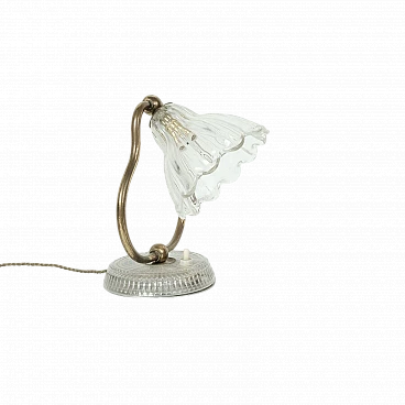 Table lamp with glass bellflower shade, 1950s