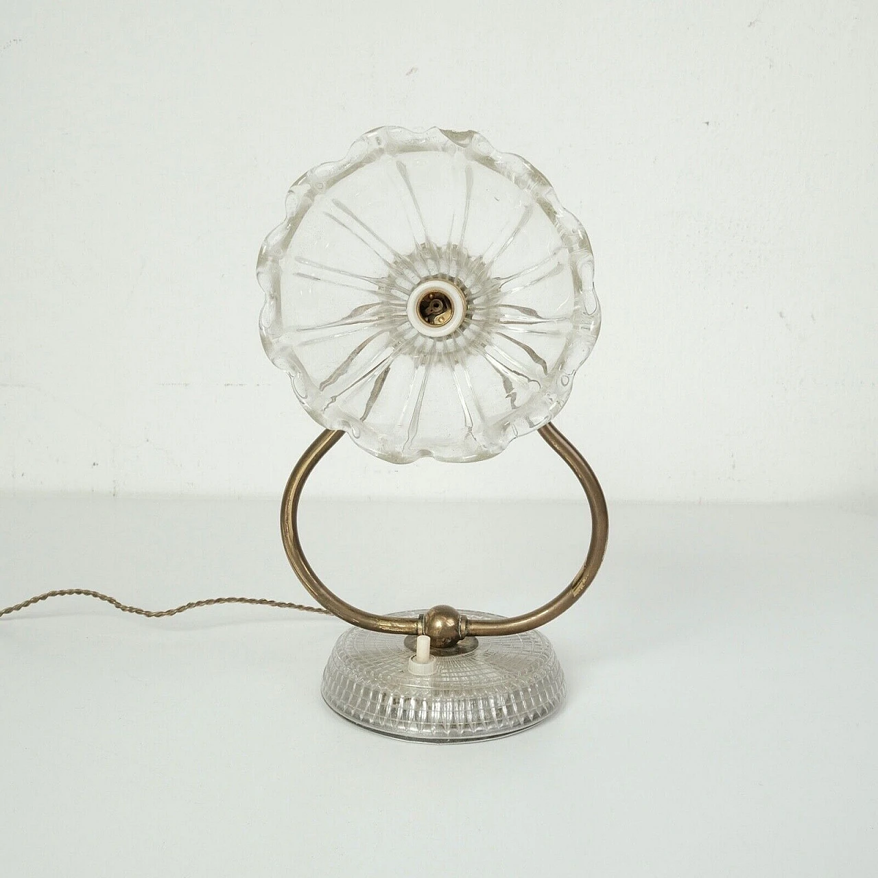 Table lamp with glass bellflower shade, 1950s 9