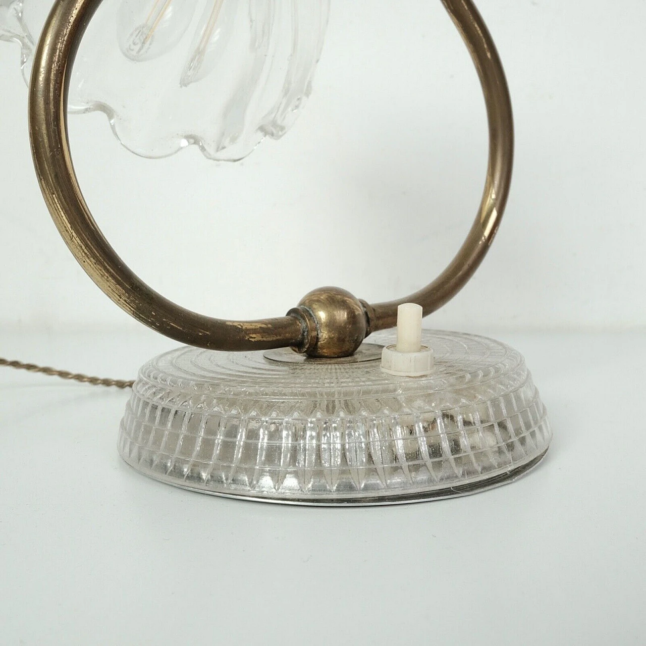 Table lamp with glass bellflower shade, 1950s 11