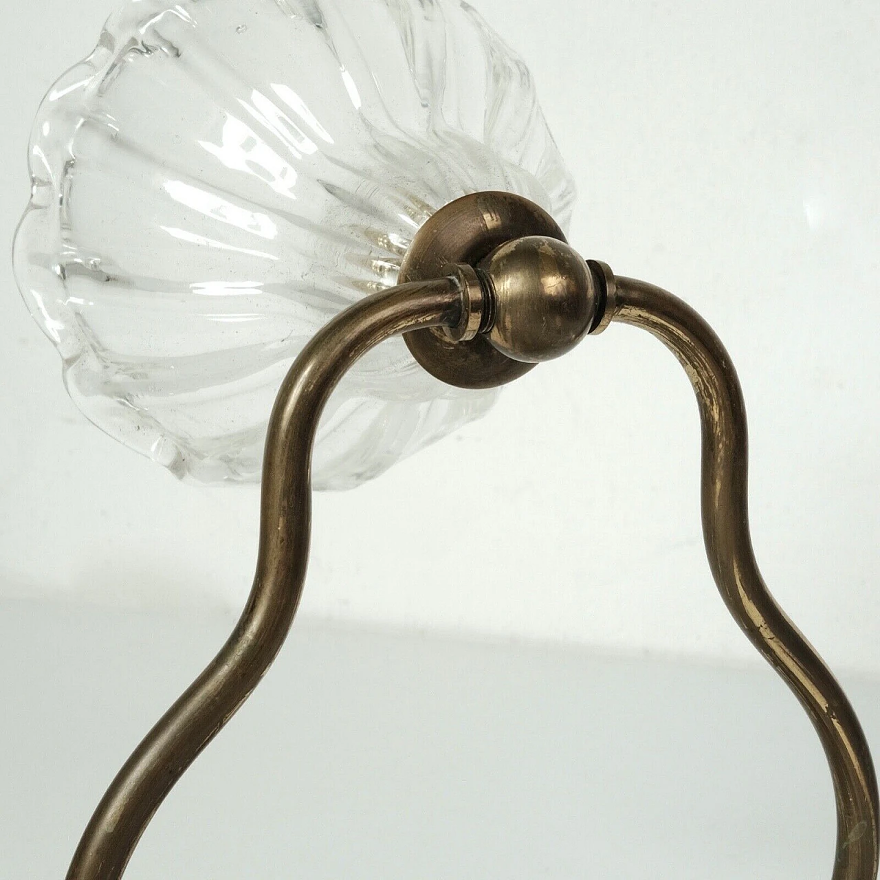 Table lamp with glass bellflower shade, 1950s 13