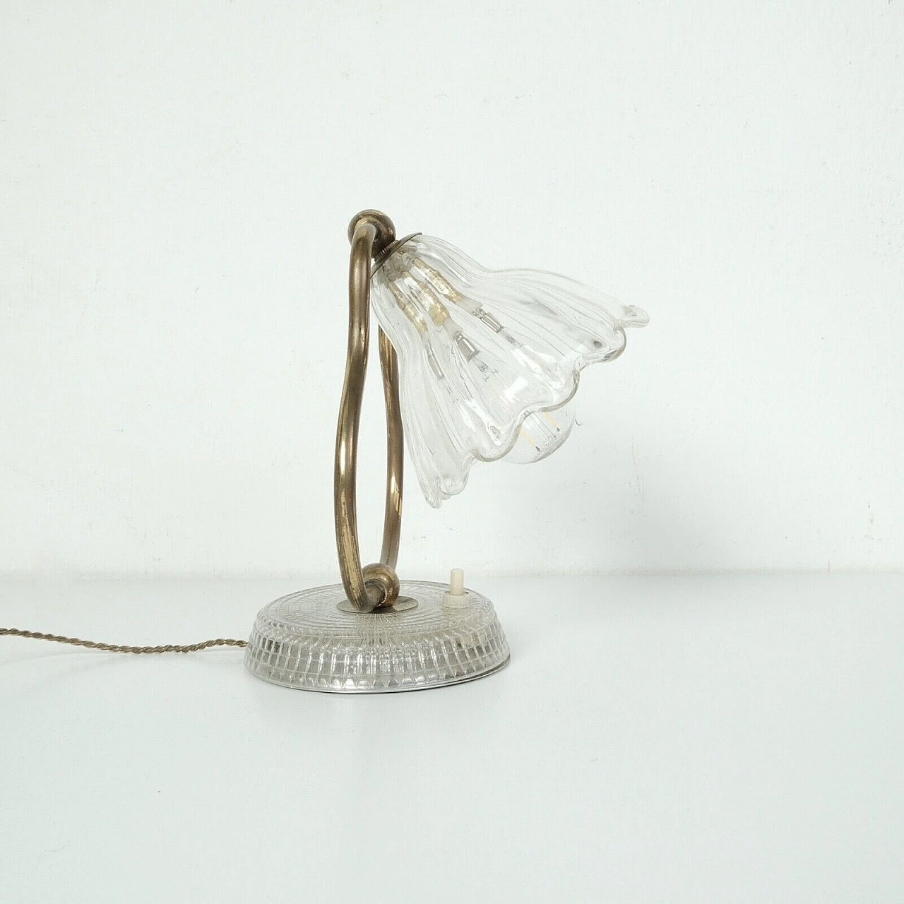 Table lamp with glass bellflower shade, 1950s 17