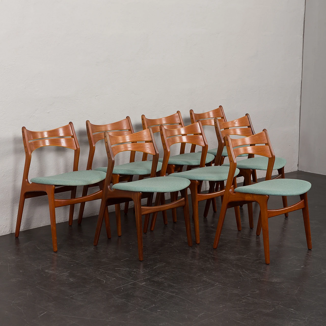 8 Chairs 310 by E. Buch for Christian Christensen Møbelfabrik, 1960s 3