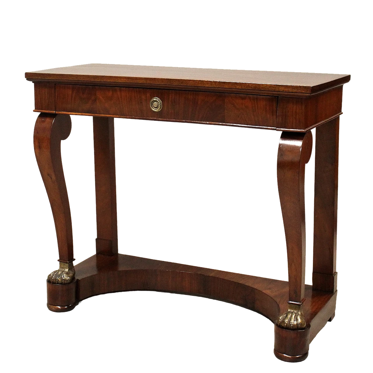 Charles X solid walnut console with drawer, first half of 19th century 2