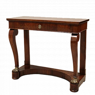 Charles X solid walnut console with drawer, first half of 19th century