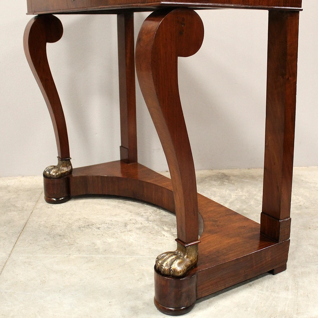 Charles X solid walnut console with drawer, first half of 19th century 9