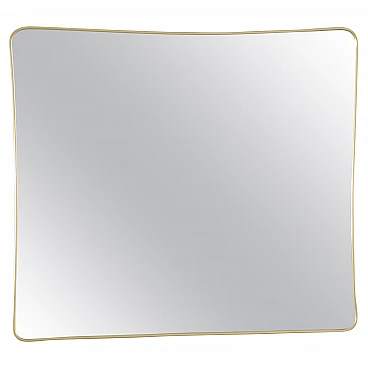 Rectangular wall mirror with golden aluminum frame, 1950s