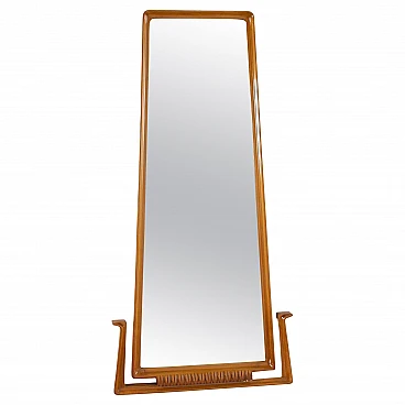 Wall mirror with wooden frame attributed to O. Borsani, 1960s