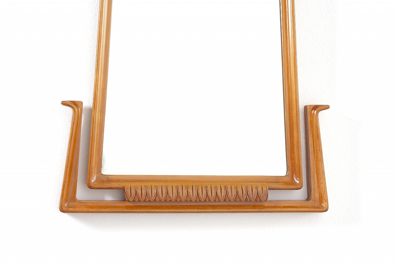 Wall mirror with wooden frame attributed to O. Borsani, 1960s 2
