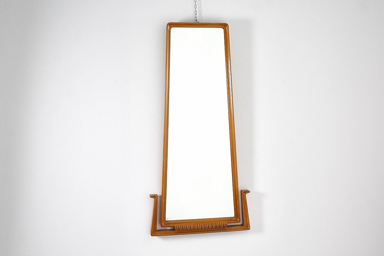 Wall mirror with wooden frame attributed to O. Borsani, 1960s 3