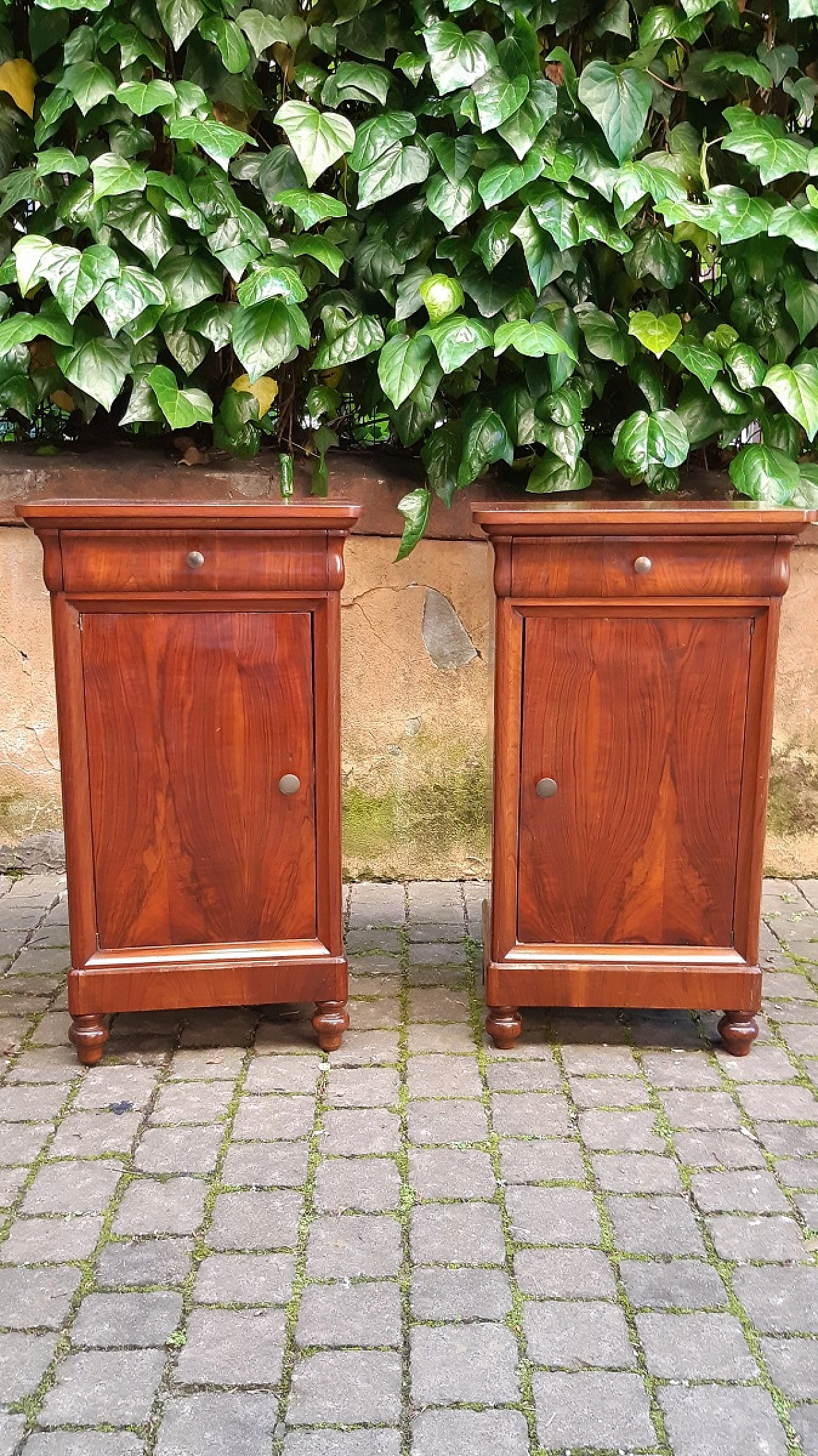 Pair of Louis Philippe Capuchin walnut bedside tables, 19th century 1