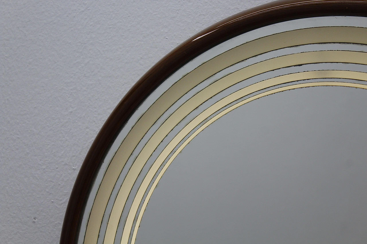 Round backlit wall mirror with wooden frame, 1960s 8