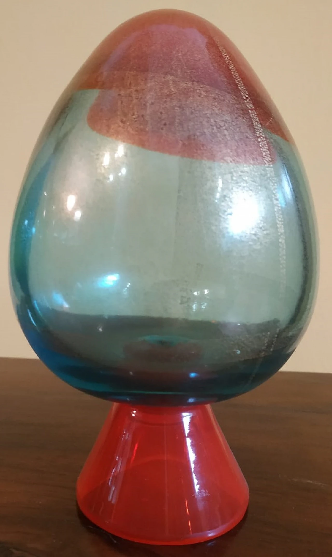 Pair of Murano glass eggs by Carlo Moretti, 1992 4