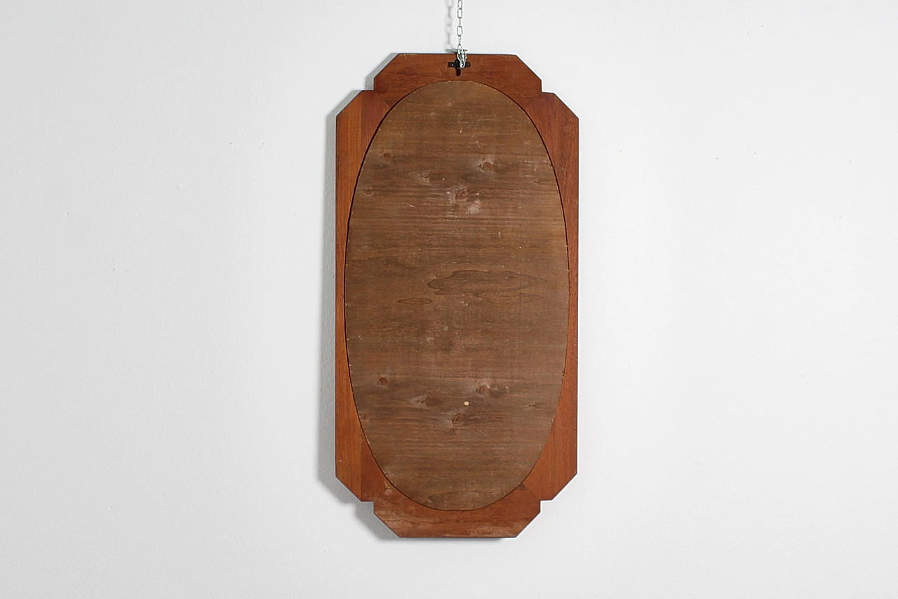 Oval wall mirror with geometric wooden frame, 1960s 11