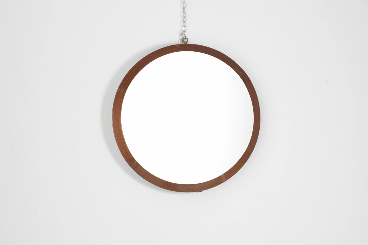 Round wall mirror with wooden frame, 1960s 2