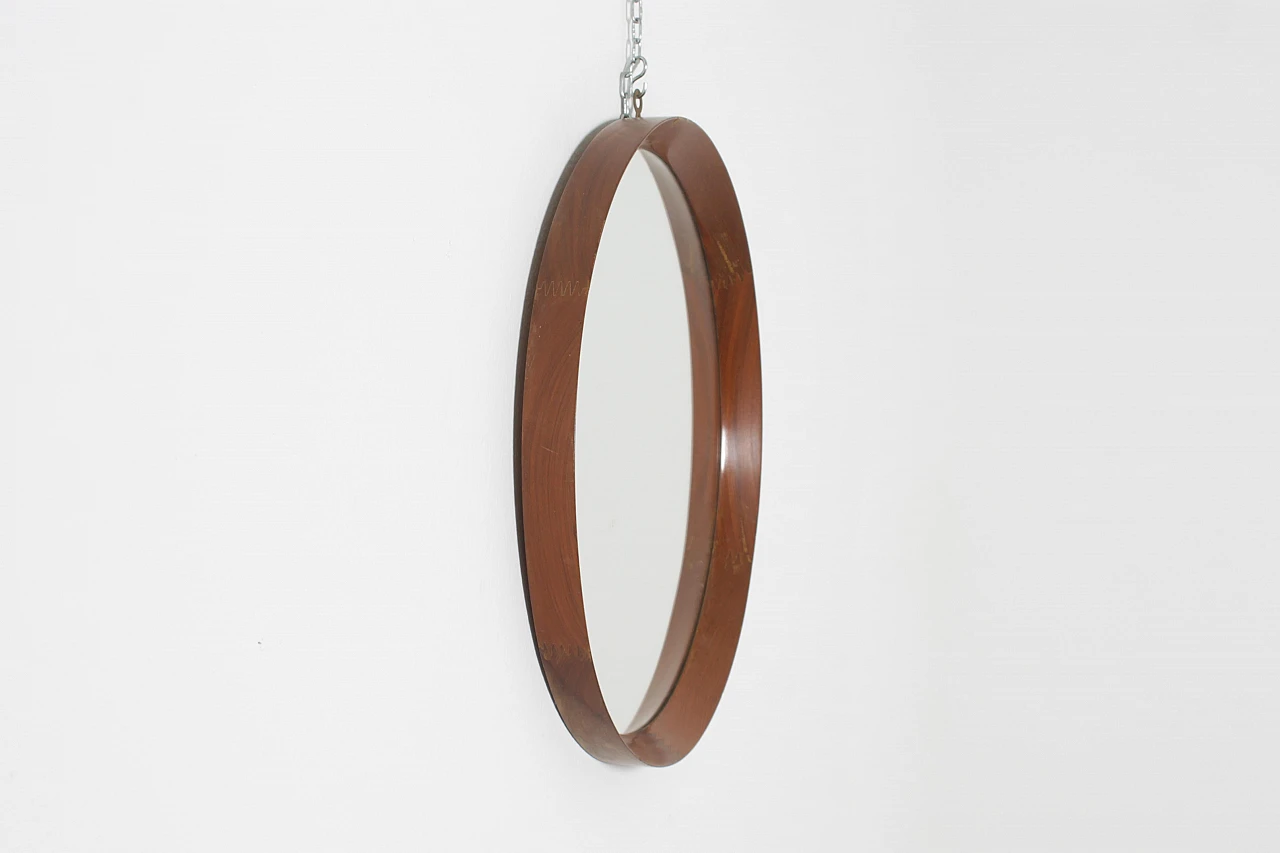 Round wall mirror with wooden frame, 1960s 6