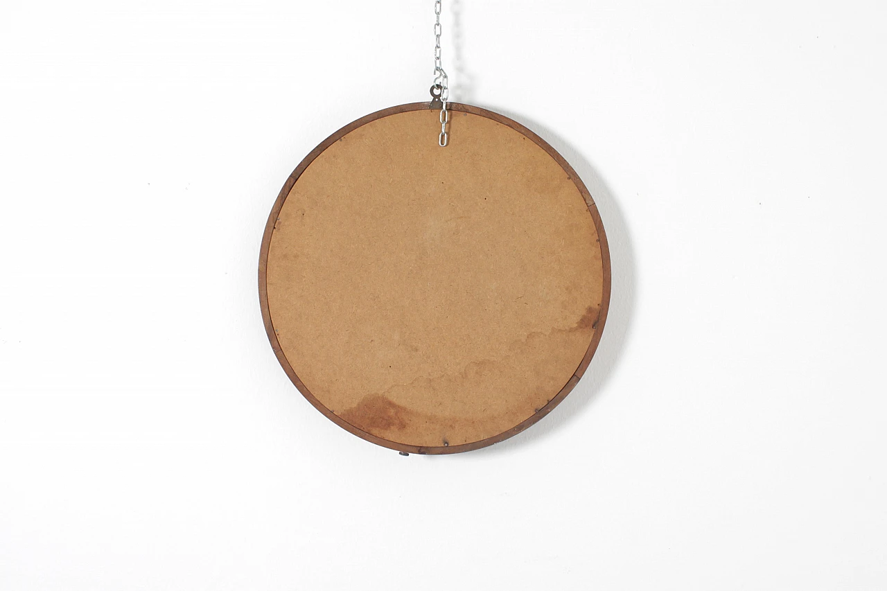 Round wall mirror with wooden frame, 1960s 11