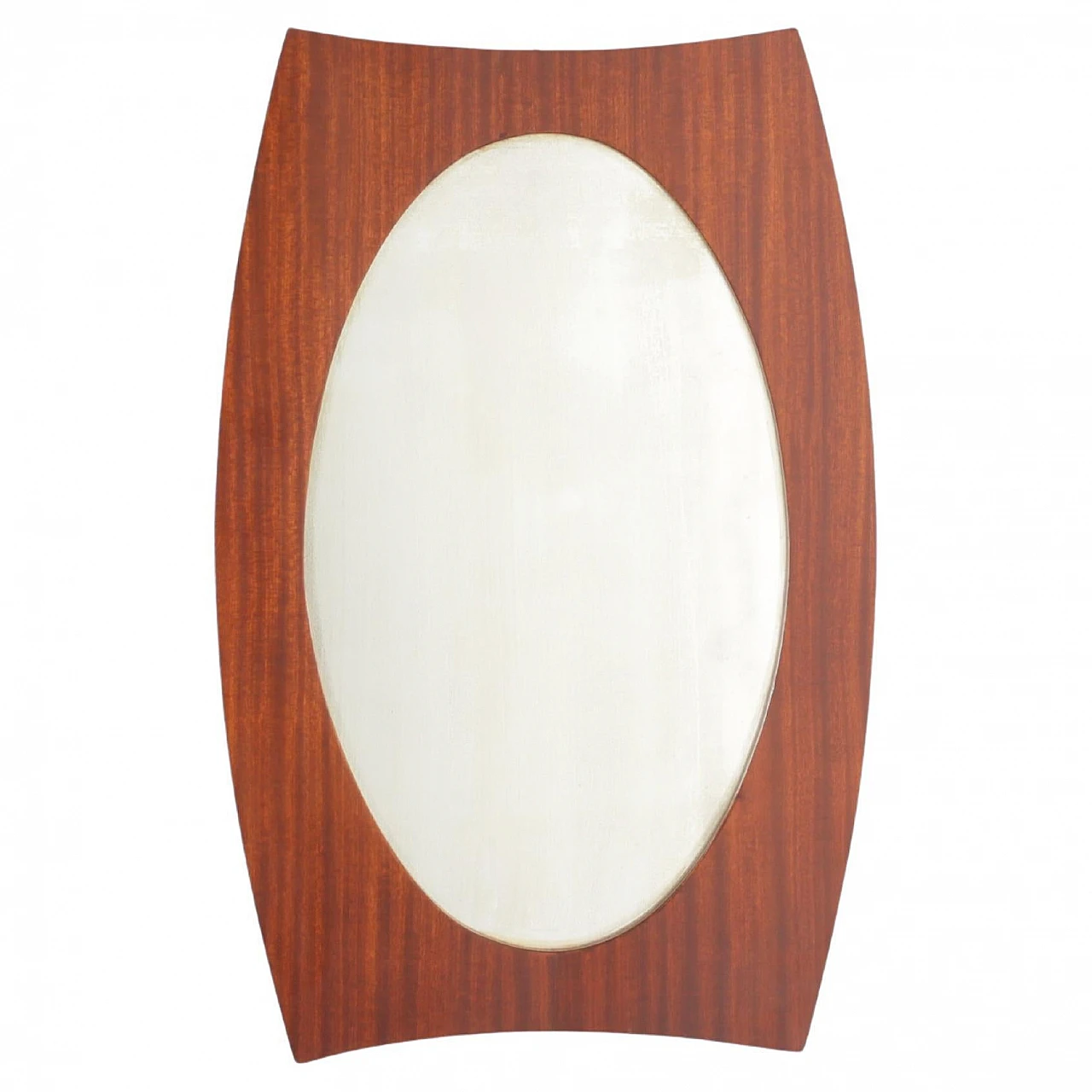 Oval wall mirror with teak frame in G. Frattini style, 1960s 1