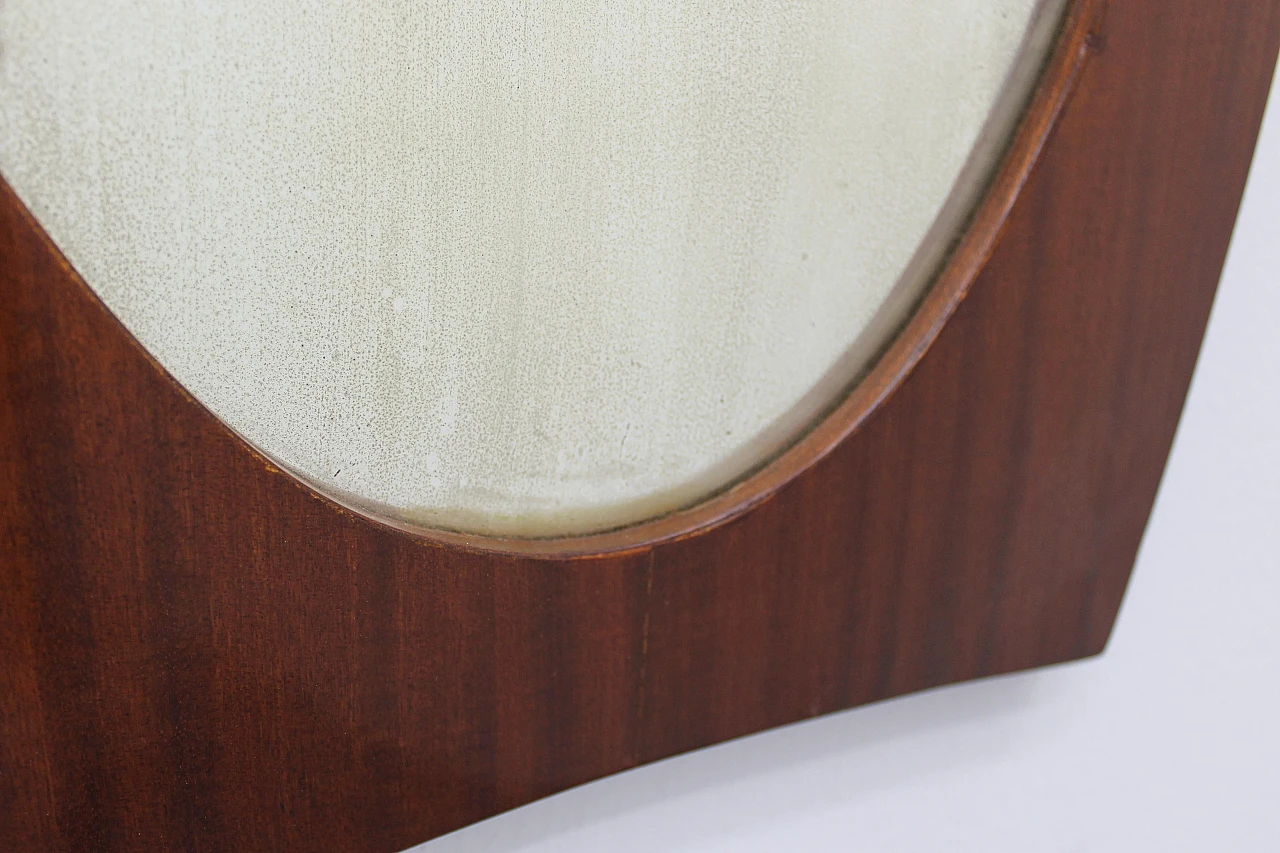 Oval wall mirror with teak frame in G. Frattini style, 1960s 6