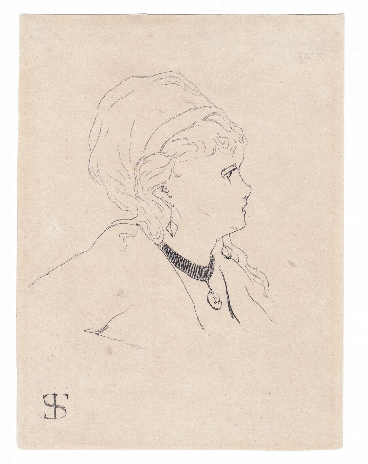 Telemaco Signorini, woman in profile, etching, 1875 4