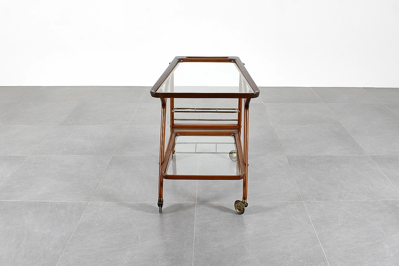 Curved wooden bar trolley by Cesare Lacca, 1950s 10