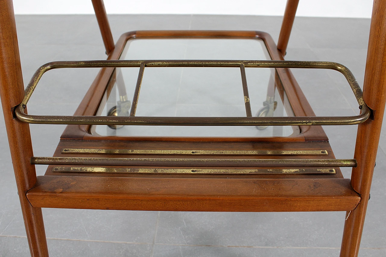 Curved wooden bar trolley by Cesare Lacca, 1950s 13