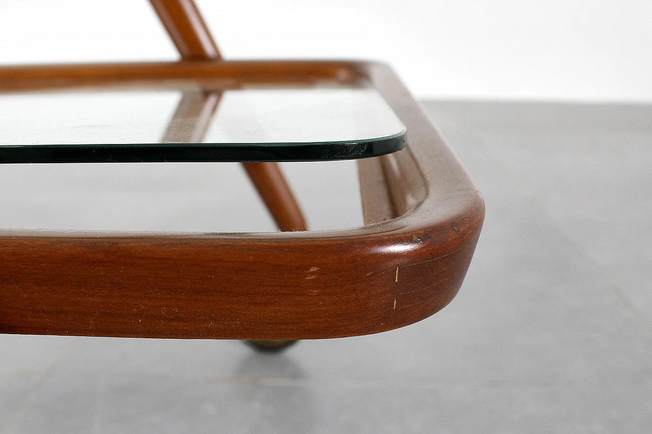 Curved wooden bar trolley by Cesare Lacca, 1950s 16