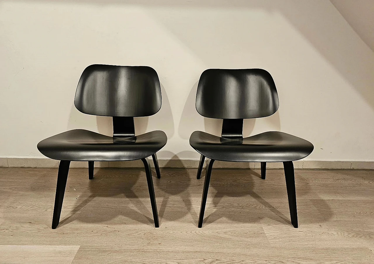 Pair of LCW armchairs by Charles & Ray Eames for H. Miller, 1990s 1