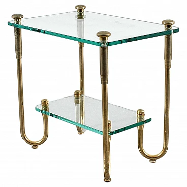Coffee table in gold-plated brass and glass, 1970s