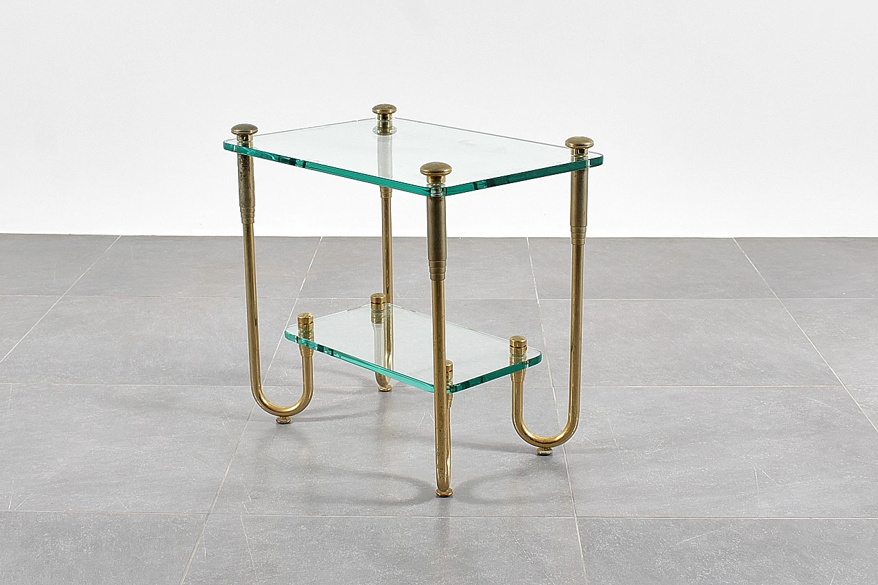 Coffee table in gold-plated brass and glass, 1970s 2