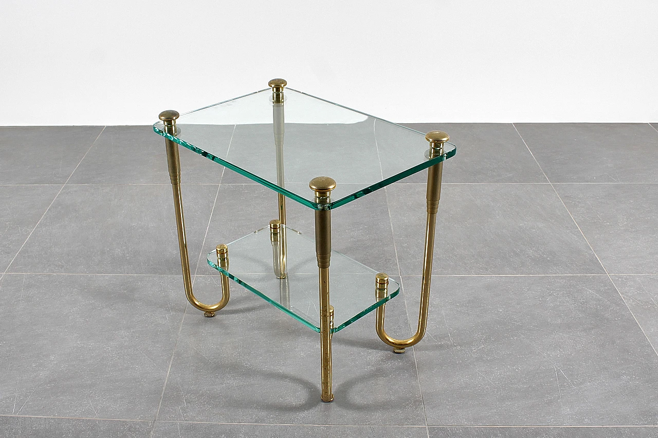 Coffee table in gold-plated brass and glass, 1970s 3