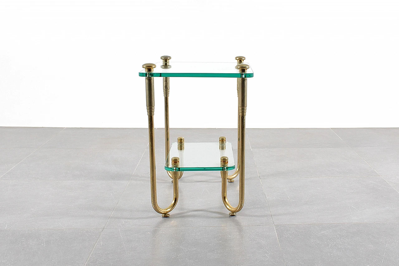 Coffee table in gold-plated brass and glass, 1970s 4