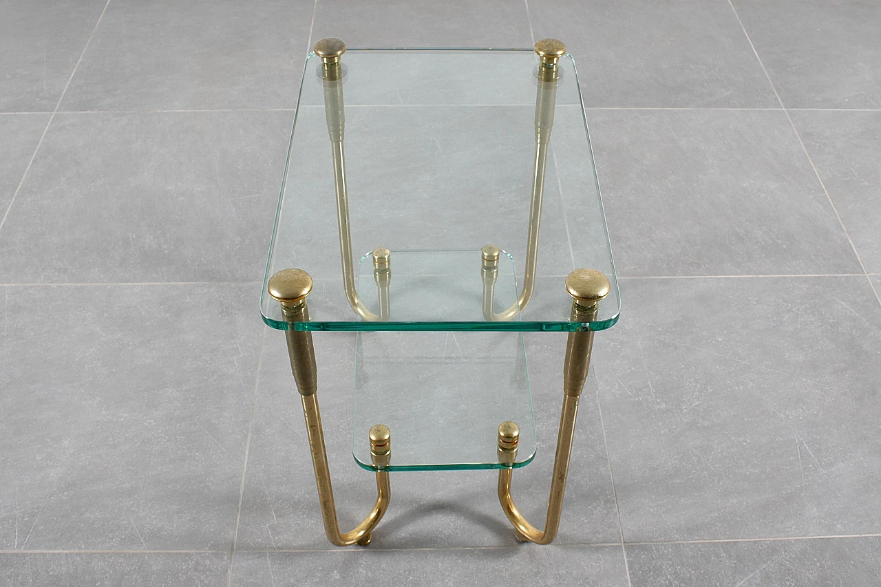 Coffee table in gold-plated brass and glass, 1970s 5